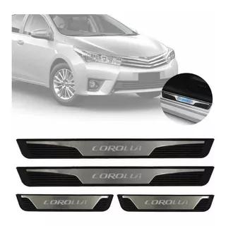 Friso Portas Soleiras Led Azul Aço Inox Toyota Corolla Novo