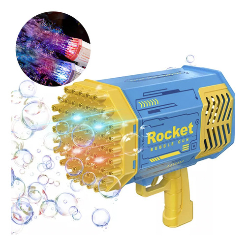 Burbujero Pistola Bazooka Automatico Recargable Usb Luz Color Azul
