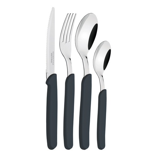 Cubiertos Tramontina Juego 24 Pzas Cocina Carmel Set Colores Color Negro