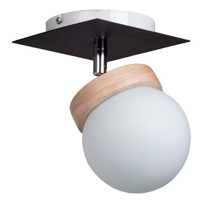 Aplique 1 Luz Elyn Madera Globo Opal Apto Led G9 Deco