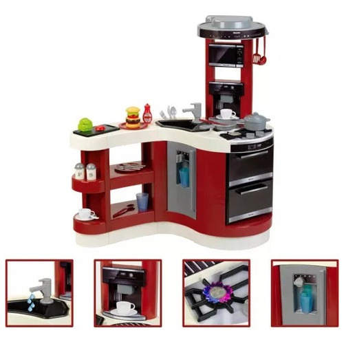 Cocinita De Juguete De Niños 95 Cm Altura Cocina +accesorios Color Rojo