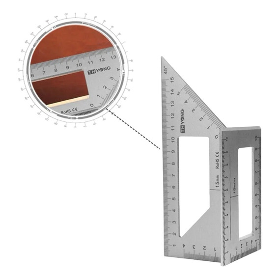 Regla T 3d Aluminio Carpintería Scriber  Angulos 45 90 135