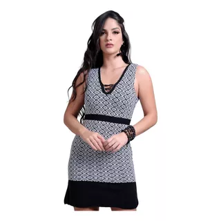 Vestido Curto Tricot Modal Premium Decote Trançado Alça