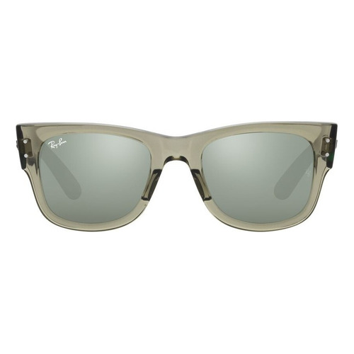 Lentes De Sol Ray - Ban Mega Wayfarer Unisex Espejeado Color Verde Lente Gris Varilla Havana Armazón Verde