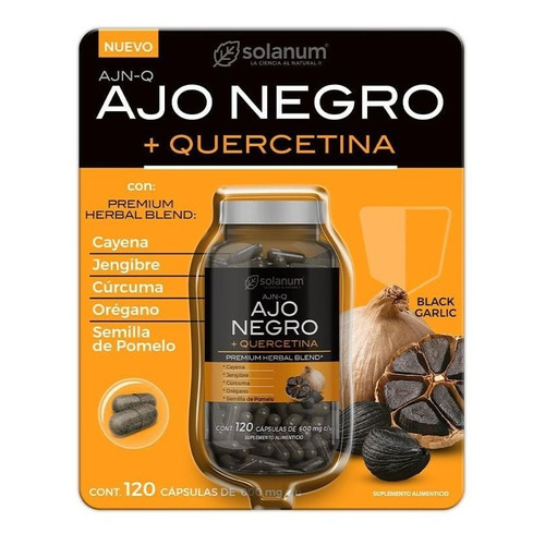 Solanum Ajo Negro + Quercetina 120 Caps 600mg C/u Sfn Sabor Sin sabor