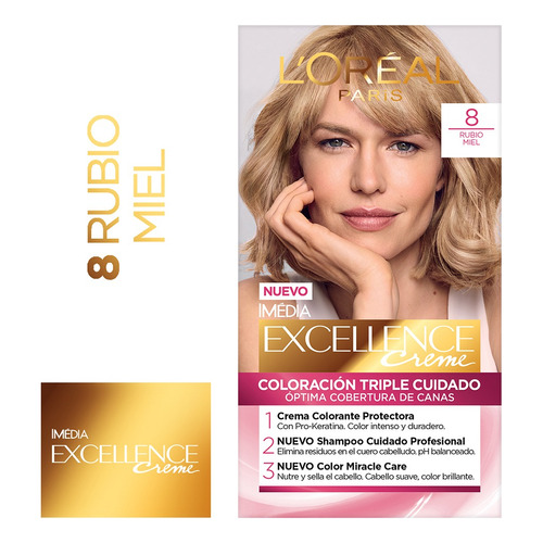 Tintura Creme Tono 8 Rubio Miel Excellence L'oréal Paris