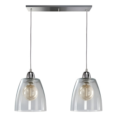 Colgante 2  Luces Vidrio Transparente Deco Vintage Apto Led Transparente