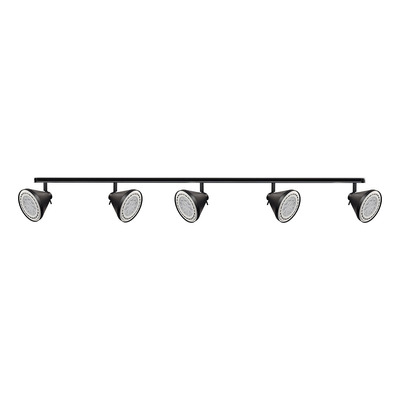 Riel 2 Metros 5 Spot Conico Negro Apto Led Ar111 Moderno 