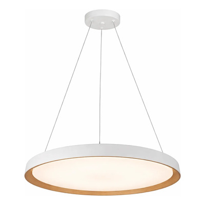 Colgante Nordic Redondo Blanco Madera Dimerizable Led Blanco/madera