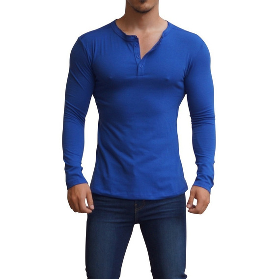 Playeras John Leopard Henley Ajuste Perfecto Slim Fit Cd