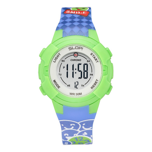 Reloj Infantil Slop Para Niño Sw8825lk4 Verde Color del fondo Gris
