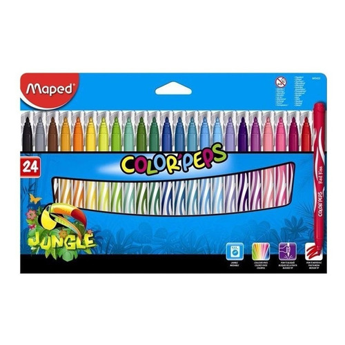 Marcador Fibra Escolar Maped Color Peps Jungle X24 Colores