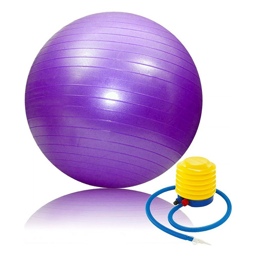 Pelota Pilates Yoga Esferodinamia Reforzada 75 Cm + Inflador Color Violeta
