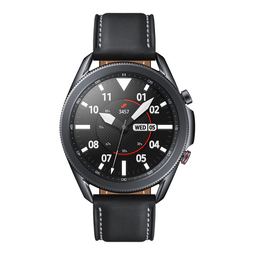 Samsung Galaxy Watch3 (Bluetooth) 1.4" caja 45mm de  acero inoxidable  mystic black, malla  mystic black de  cuero SM-R840