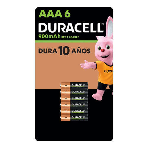 Duracell Recargable MN2400 pilas AAA recargables 900mAh 6 unidades