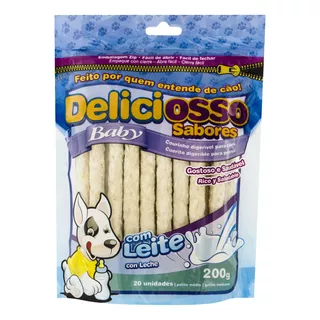 Palito Mastigável Médio Para Cães Leite Deliciosso Baby 200g 20 Unidades