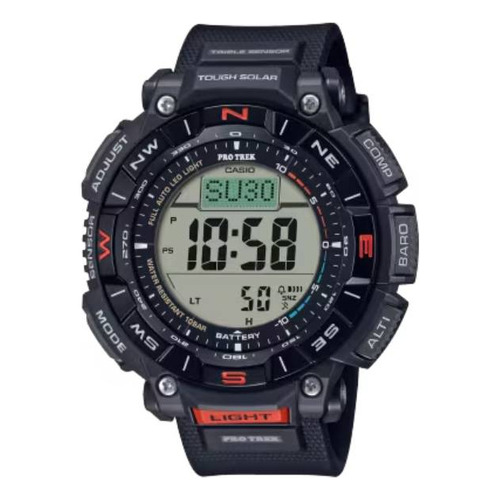 Reloj pulsera digital Casio PRG-340 con correa de uretano color negro - fondo gris
