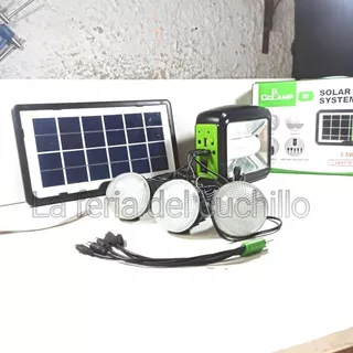 Kit Luz Led Panel Solar, 3 Bombillas, Power Bank, Camping