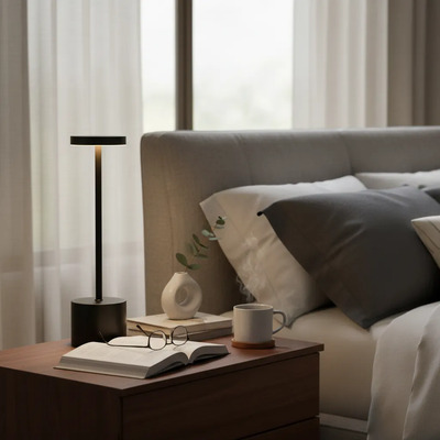 Lampara Velador Tactil Negro Cct Deco Moderno Luz Desing Negro