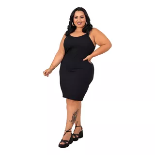 Vestido Plus Size Feminino Alcinha Canelado G1 G2 G3 Balada