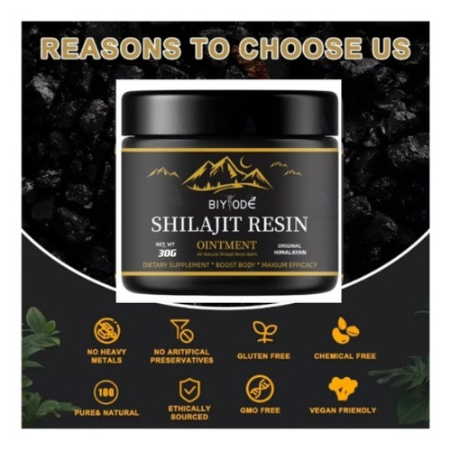 Suplemento De Resina De Shilajit Orgánica Natural New Potenc Color Fix