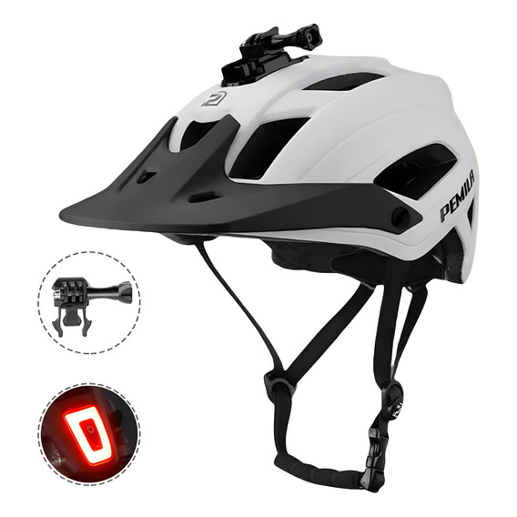 Casco De Bicicleta Mtb Con Luz Trasera Y Soporte Para Gopro