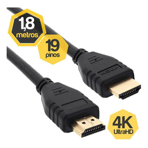 Cable Ultrahd HDMI 2.0 4k de 19 pines, 1,80 metros