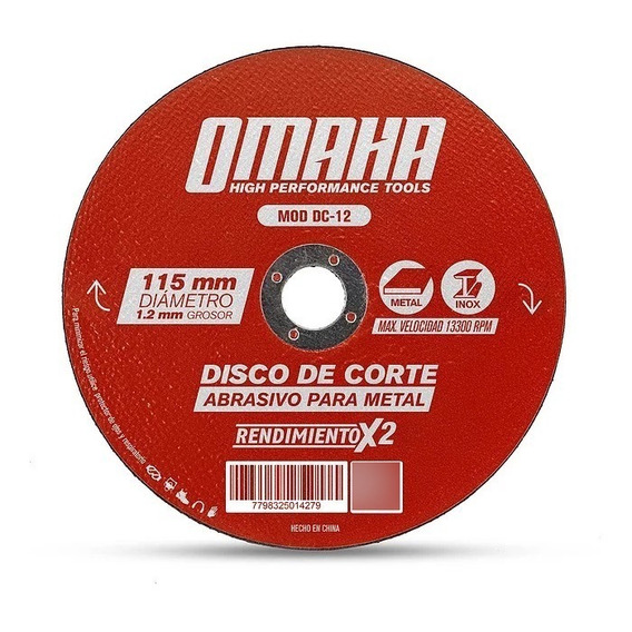 Disco De Corte 115 X 1,2 Mm 10 Uni Metales Omaha Amoladora