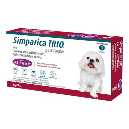 Simparica - Trio Perros De 2,5 Hasta 5kg 1 Tab