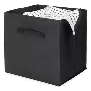 Canasto Cesto Caja Plegable Organizador Tela Deco 31x31x31 Color Negro