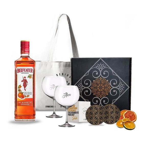 Kit Regalo Gin Beefeater Orange Box + 2 Copas Transparentes