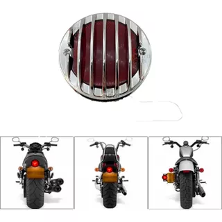 Lanterna Traseira Cromado Led Suporte De Placa Moto Custom