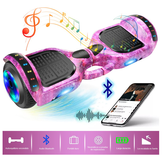 Patineta Eléctrica Hoverboard Con Bluetooth Luces Led/350w