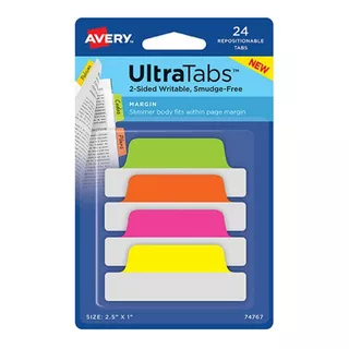 Banderitas Ultratabs Avery Neon Fluo 6,3 X 2,5 X24 Unidades