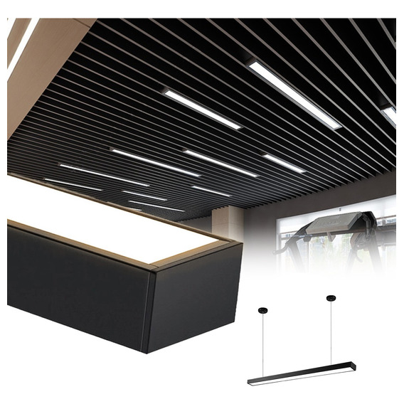 Lampara Techo Colgante Oficina Led Techo Focos 36w 1.2m 2pzs