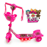 Patinete 3 Rodas Infantil Luz Musica Cesta Lol Surprise Rosa