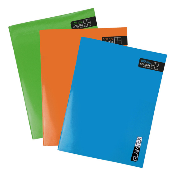 Cuaderno College 100hjs Matematicas 7mm 8uni Colores Glamtex