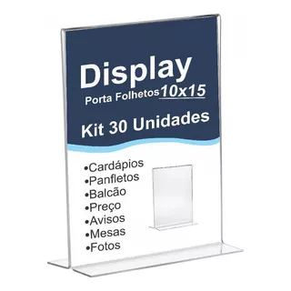 Quadro De Aviso Display Mesa Porta Folha 10x15 - 30 Und