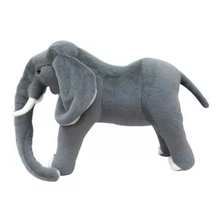 Elefante Cinza De Pé De Pelúcia Realista 58 Cm Cor Cinza-escuro