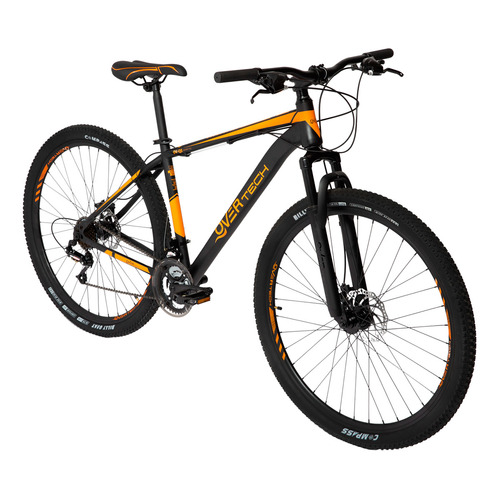 Bicicleta Mtb Overtech R29 Acero 21v Freno A Disco Pp Color Negro/Naranja/Naranja Tamaño del cuadro S