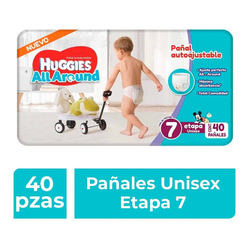 Pañales Huggies All Around Etapa 7 Unisex 40 Pañales