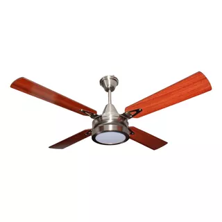 Ventilador De Techo Blumt Platil Con Plafón Led Plateado Con 4 Palas De Madera  Reversibles 220 v