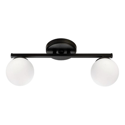 Plafon 4 Luces Barral Elyn Negro Globo Opal Apto G9 Deco