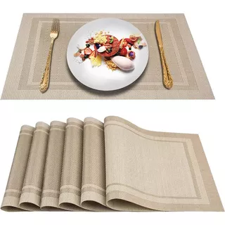 Set 6 Individuales Lavables De Mesa Impermeables Reversibles