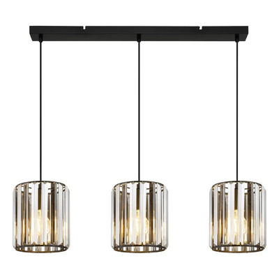 Colgante 3 Luces Cristal Fume Apto Led E27 Mks