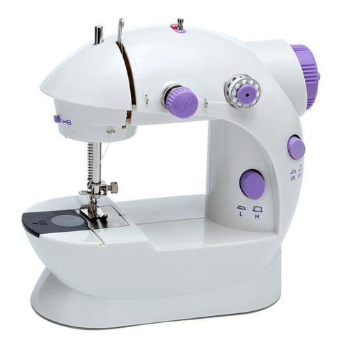 Mini máquina de coser recta portátil con pedal 110 V/220 V, color blanco 110 V/220 V