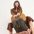 Mochila Impermeable Combinada En  Simil Cuero Lincolns Verde Militar