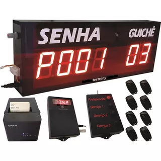 Painel De Senha Guiche Impressora Controle Preferencial Norm Cor Vermelho