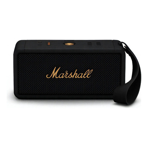 Bocina Marshall Middleton portátil con bluetooth waterproof black and brass 110V/220V 