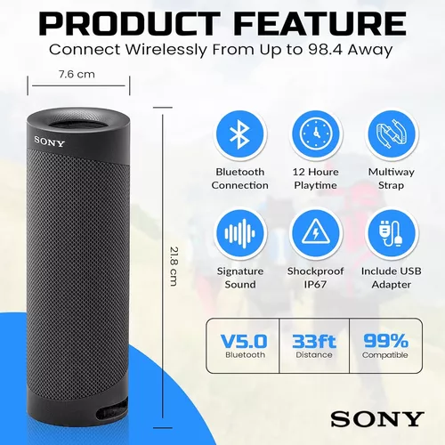  Sony Altavoz inalámbrico impermeable compacto y portátil con  graves extra - negro : Electrónica